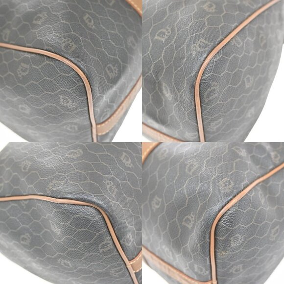 CHRISTIAN DIOR Logo Honeycomb Travel Hand Bag PVC Leather Brown Frannce - Picture 11 of 14